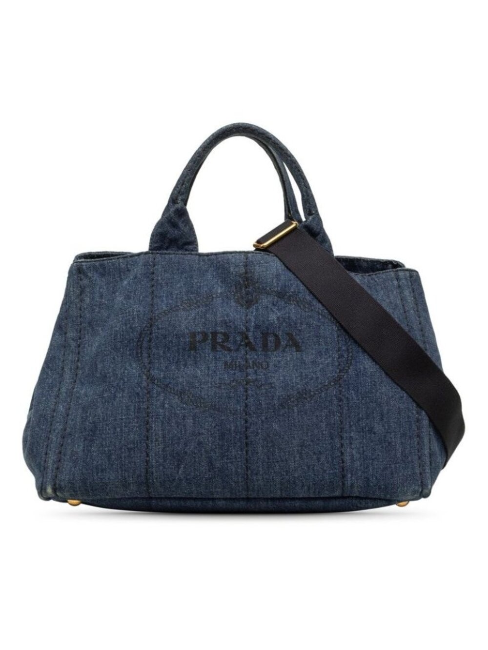 Prada Canapa 2-Way Crossbody Shoulder Bag Blue Denim
